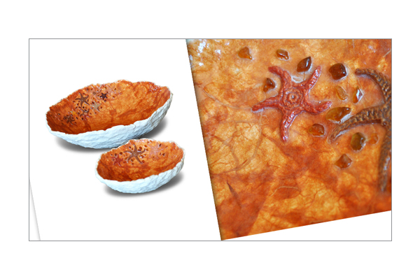piatti cartapesta uncinetto vetri di mare