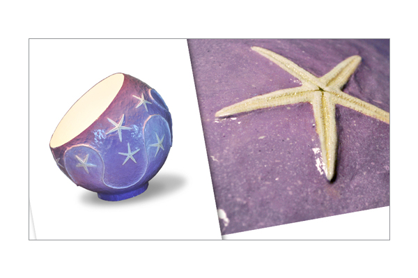vaso cartapesta con stelle marine