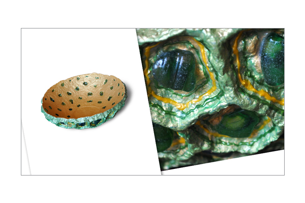 piatto cartapesta vetri di mare