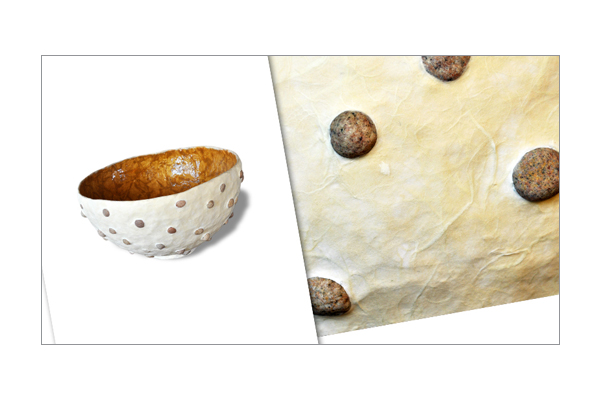 vaso cartapesta con pietre