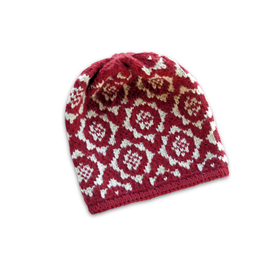 cappello cuffia jacquard in lana modello invernale da donna fatto a mano